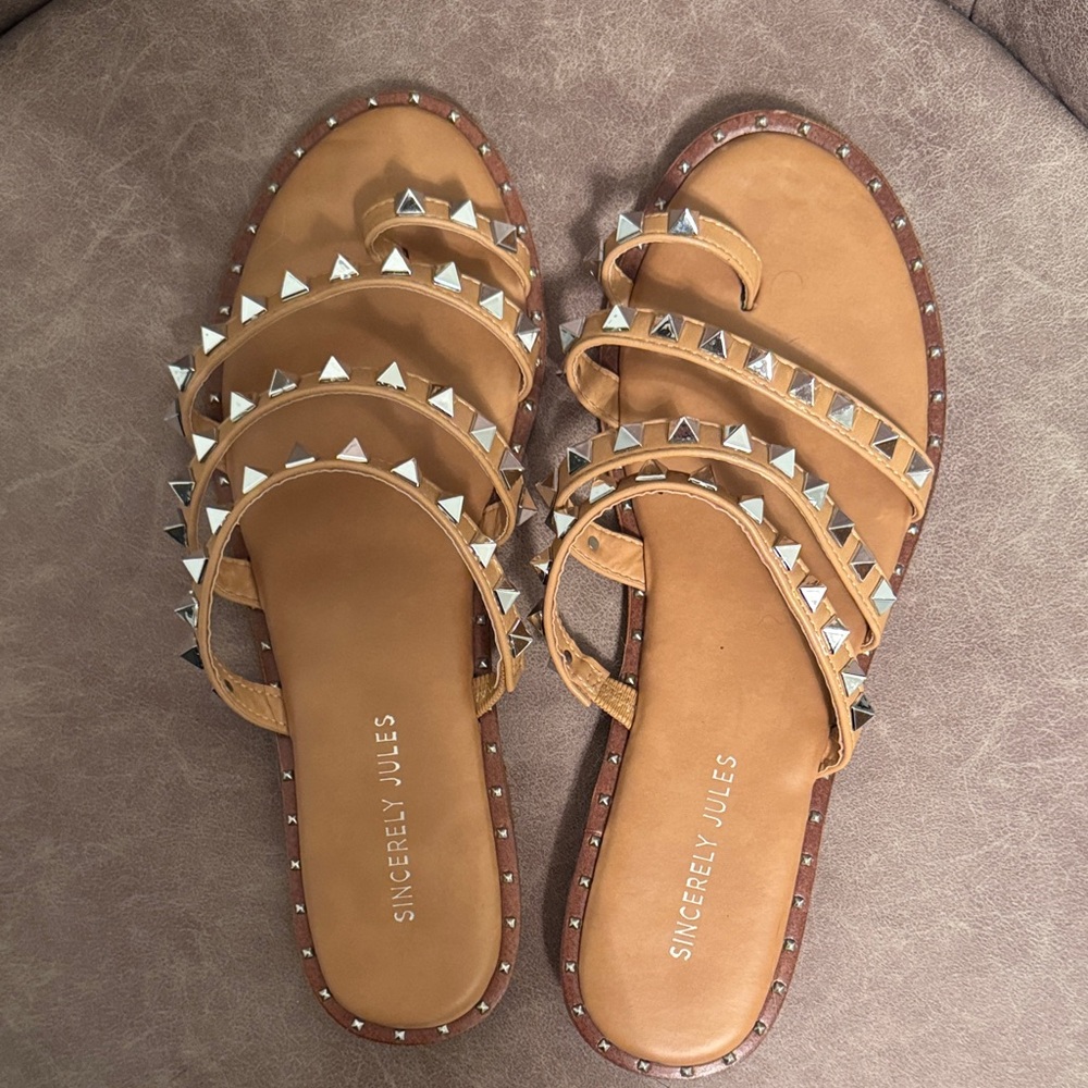 Sincerely Jules Brown Studded Sandals